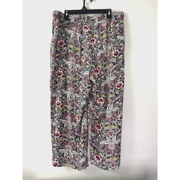Boho Lagenlook 2X Wide Leg Lotus Paisley Floral Pants Artsy Festival Concert Fit - Picture 2 of 8